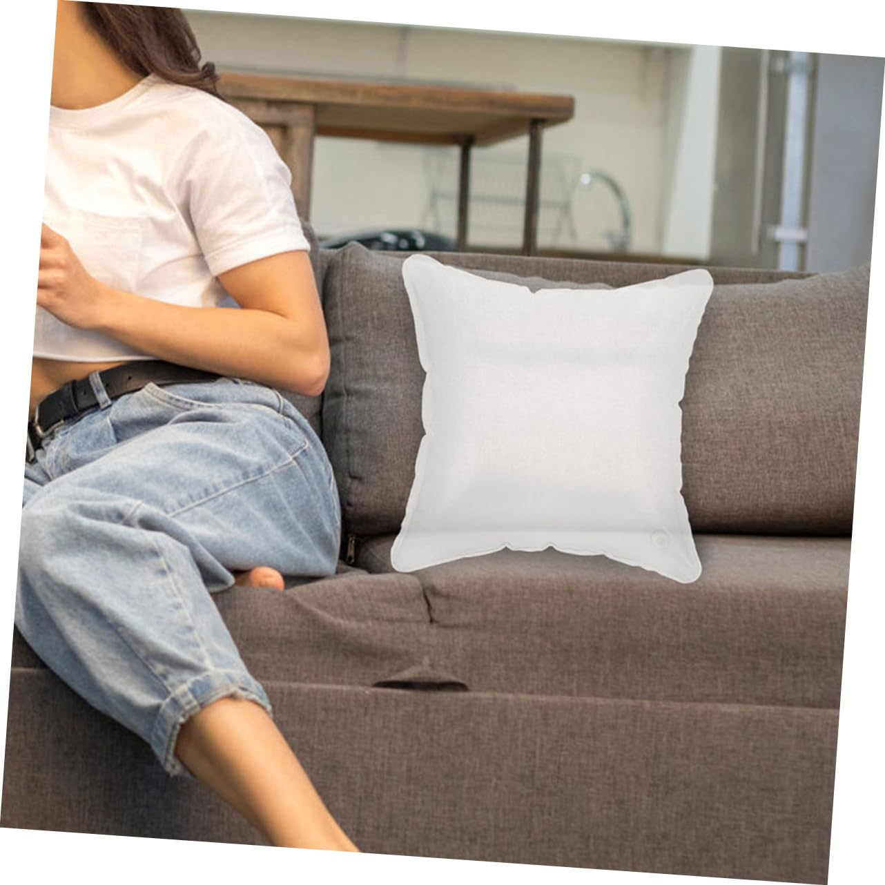 UPKOCH Cuscino Gonfiabile da Viaggio Cuscino da Campeggio Design Pieghevole Supporto per Collo e Schiena in Pvc Leggero e Portatile