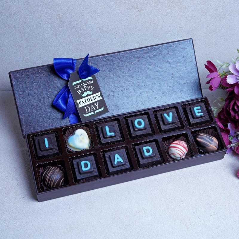 Image of Velvet Fine Chocolates Special Love You Dad Box | 12 Pcs Assorted Chocolate Gift Box for Father's Day, Birthday, Anniversary, Retirement & Special Occasions | Pack of 1