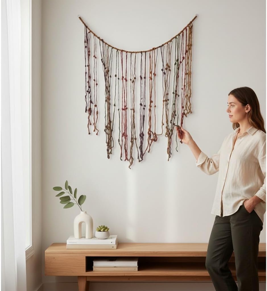 Zoeartcrafts Handmade Peruvian Quipus, 42"x27", Peruvian Boho Art Wall Hanging Art