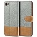 BEZ Hülle für iPhone 8 Hülle, iPhone 7 Hülle, Handyhülle Kompatibel für iPhone 7 Hülle Klappbar, Handytasche Schutzhülle Tasche [Stoff und PU Leder] mit Kreditkartenhaltern - Grau
