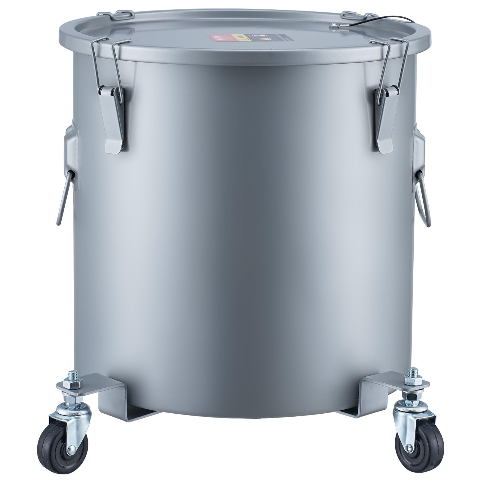 VEVOR Recolector de aceite y grasa usados ​​sobre ruedas 30L, Tambor de recolección de aceite para freidora de acero al carbono, Depósito de aceite con tapa, Clips de bloqueo, Bolsa de filtro, Gris