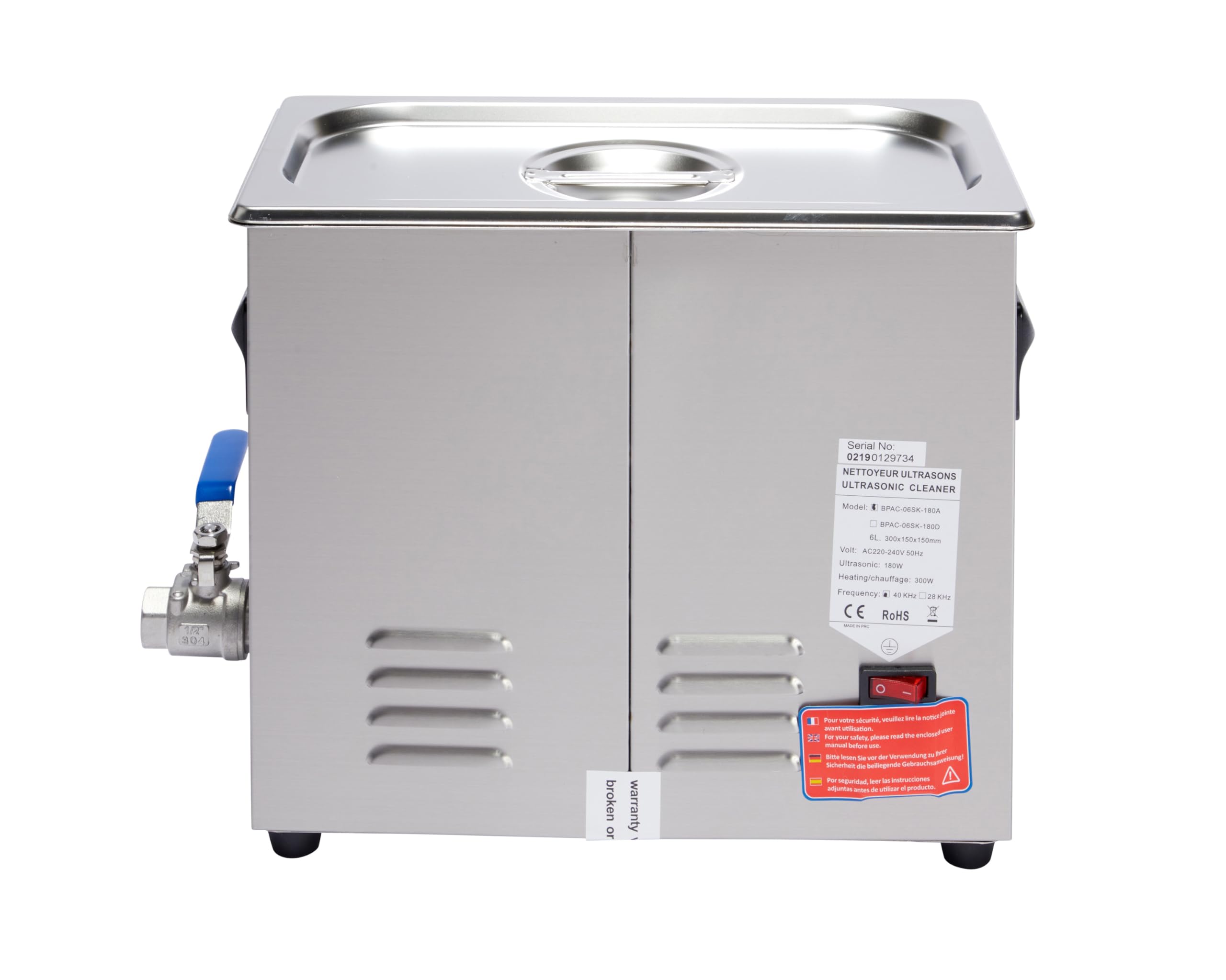 BPAC Limpiador Ultrasonidos Analógico 6L - Ultrasonic Cleaner - Limpiador Joyas Ultrasonidos - Potencia 180 W - Apto para Uso Doméstico y Profesional - Marca Francesa