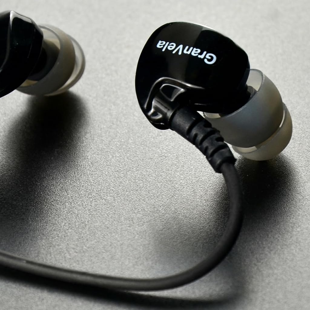GranVela Écouteurs de Sport GV1 avec Fil à mémoire et Isolation phonique, écouteurs Intra-Auriculaires pour Gym et Course à Pied avec Microphone (Noir)