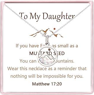 Mustard Seed Necklace for Women Christian Gifts to My Daughter Mustard Seed Necklace Move Mountains Shell Necklaces Faith Christian Mothers Valentines Day Gifts for Women Girls
