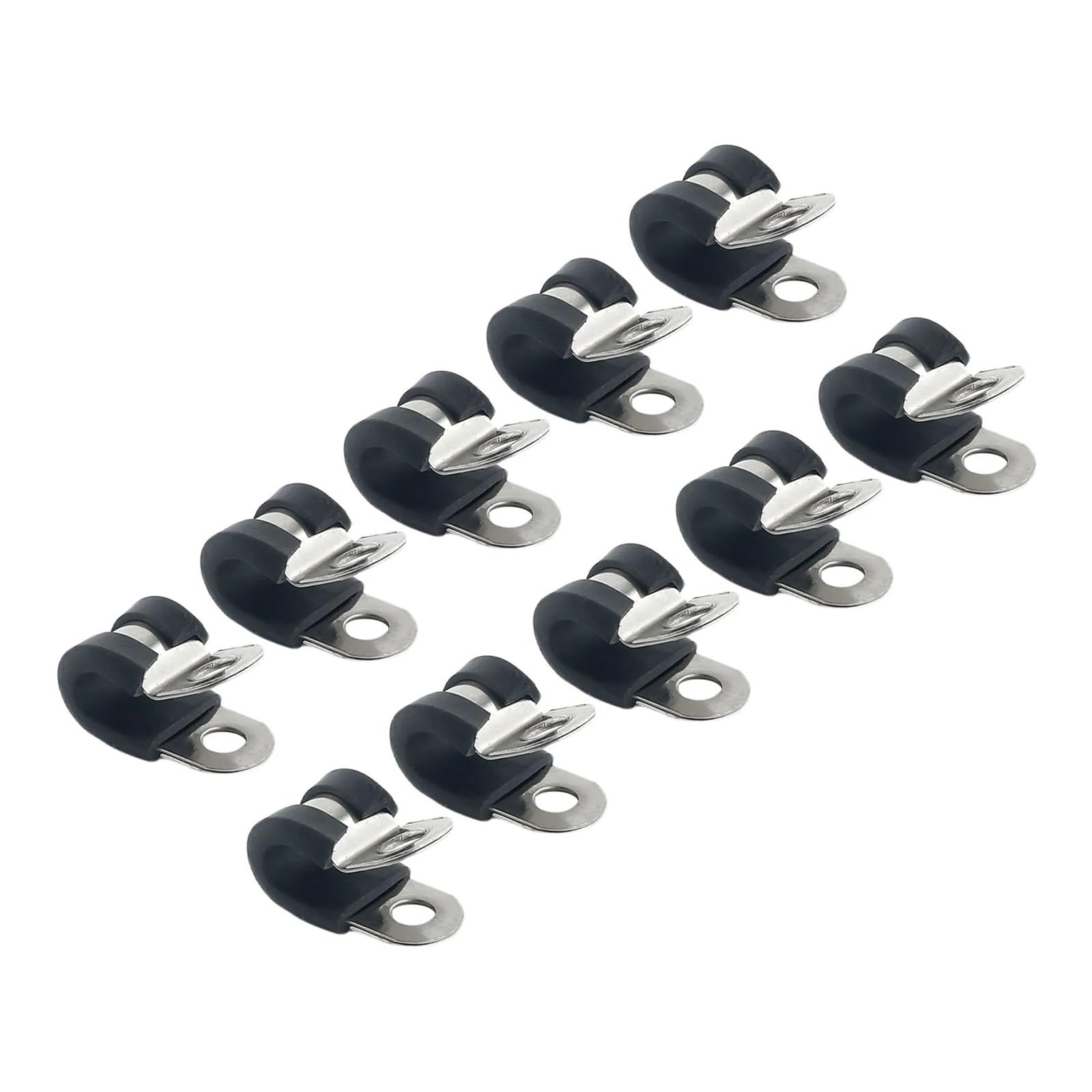 10er-Pack P-Rohrschellen aus Edelstahl mit Gummiauskleidung