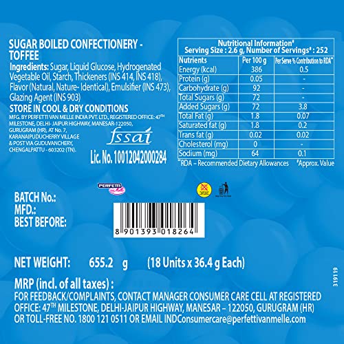 Image of Mentos, Mint Flavour, Chewy candy Stick Pack, 655.2 g [Pack of 18]