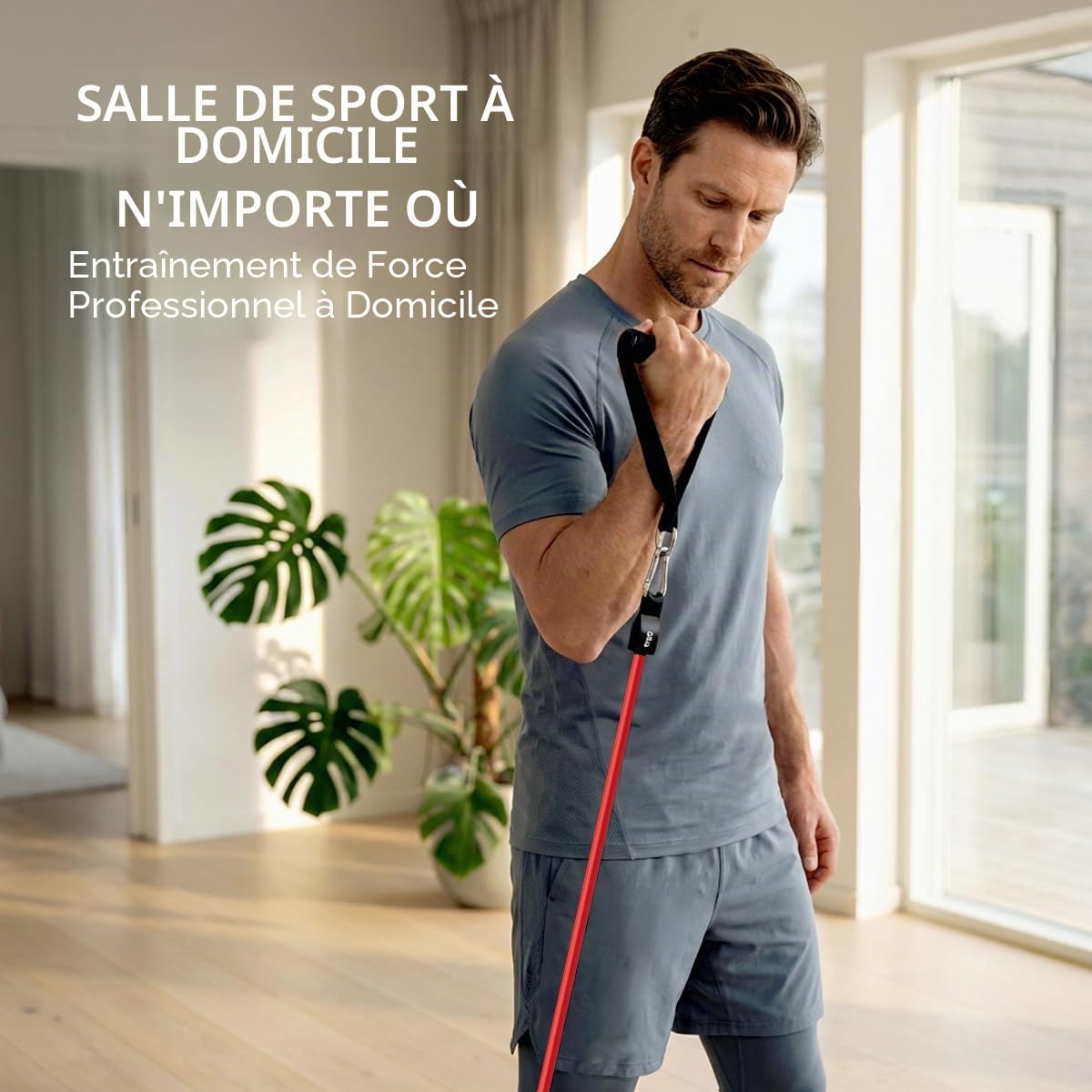 VEICK Lot de 5 Élastiques de résistance, tubes élastiques d’entraînement, de fitness, avec attache-porte, poignées, sac portable, sangles de cheville pour entraînement musculaire, kinésithérapie, esthétique corporelle, entraînement à domicile | Certifié e