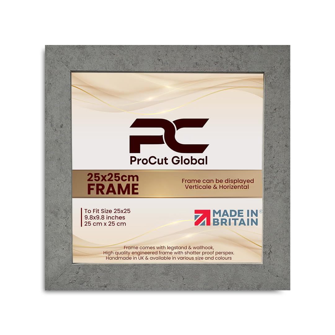 Procut Global 25X25CM Grey Marble Picture Frames - Modern Wooden Photo Frame with Shatterproof Perspex for Wall or Tabletop - Perfect for Posters, Certificates, Prints - Sizes & Colors Available