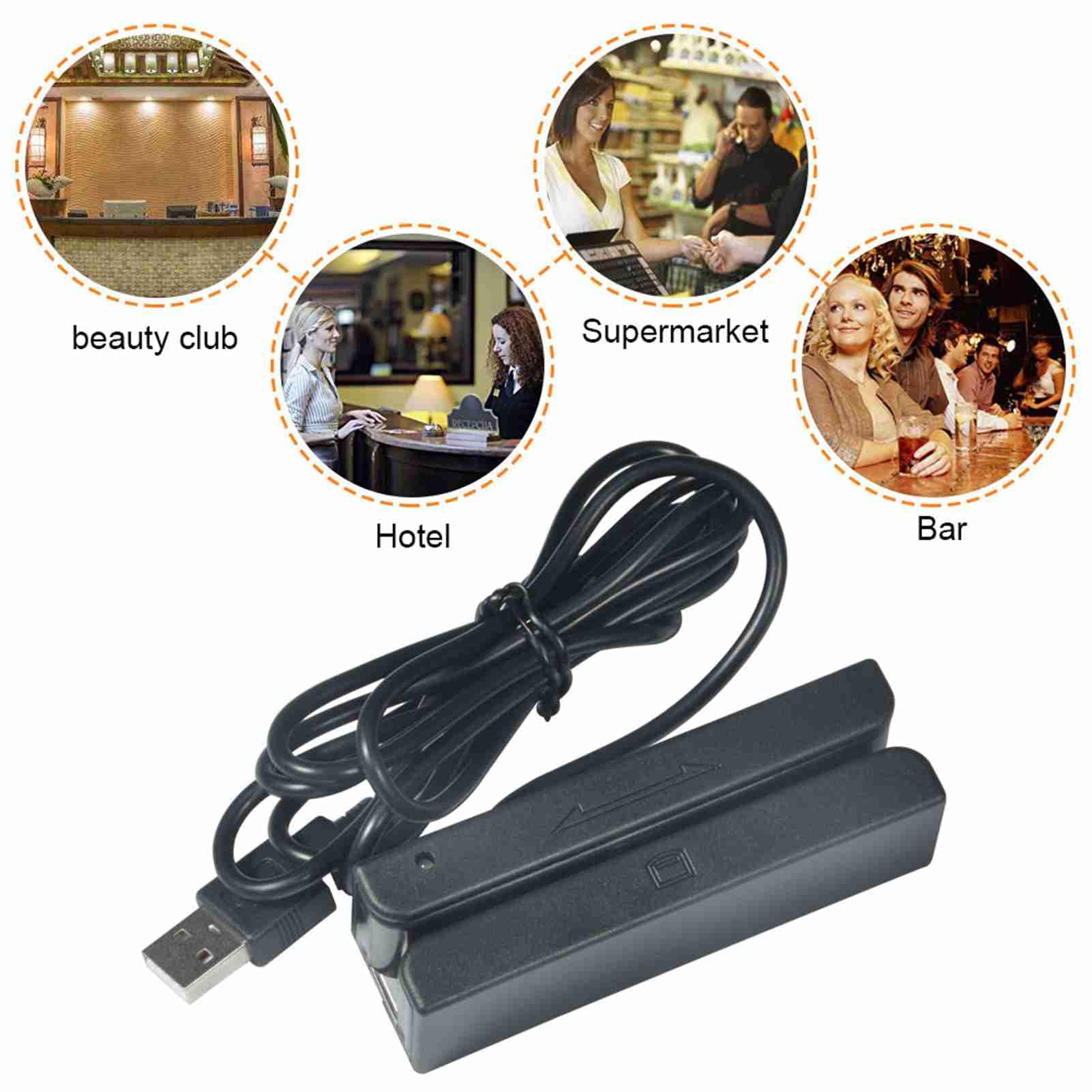 Lector de Tarjetas de Crédito, Lector de Tarjetas de Banda Magnética USB MSR580 3 Pistas Mini mag Hi-Co Swiper, para POS, Control de Acceso, Verificación de Identidad