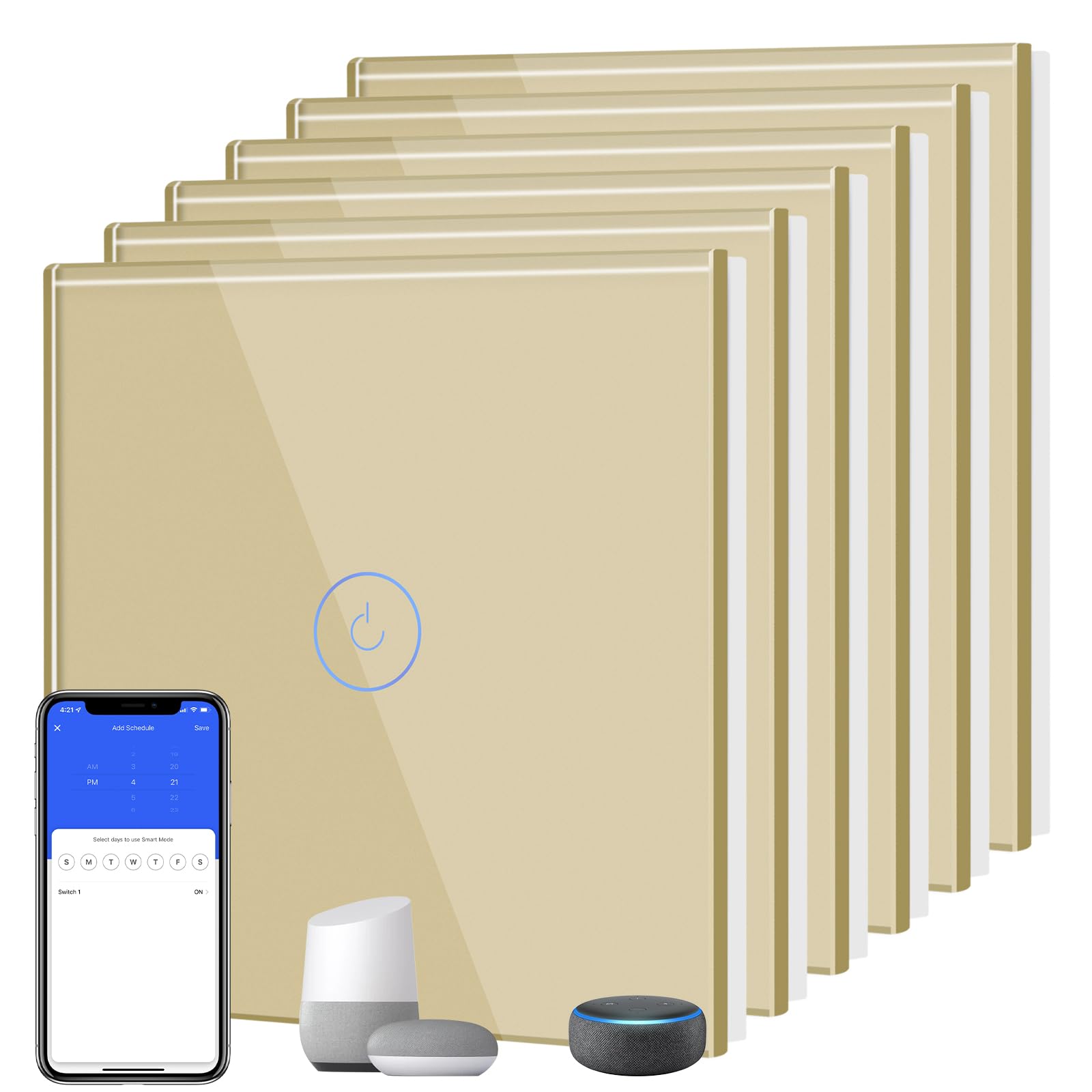BSEED Interruptor Inteligente WIFI,Interruptores Tactil Con Cristal,Compatible con Alexa,Tuya y Smart Life,Requiere Cable Neutro,2 Gang 1 Vía,86mm Blanco — view 84