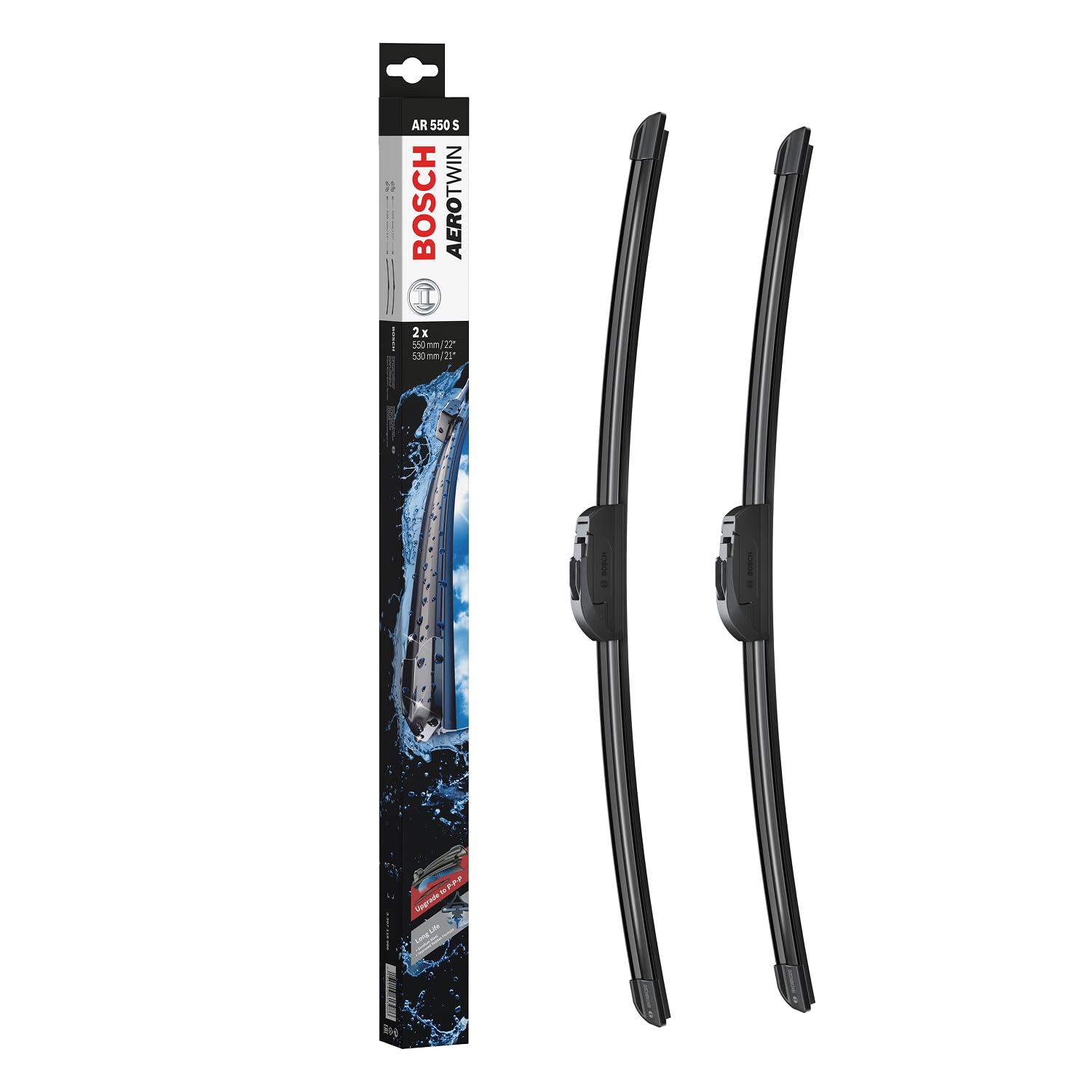 Bosch Automotive - Balais d'Essuie - Glace Plats Aerotwin Retrofit AR550S, Longueur: 550 mm/530 mm - 1 Paire de Balais avant