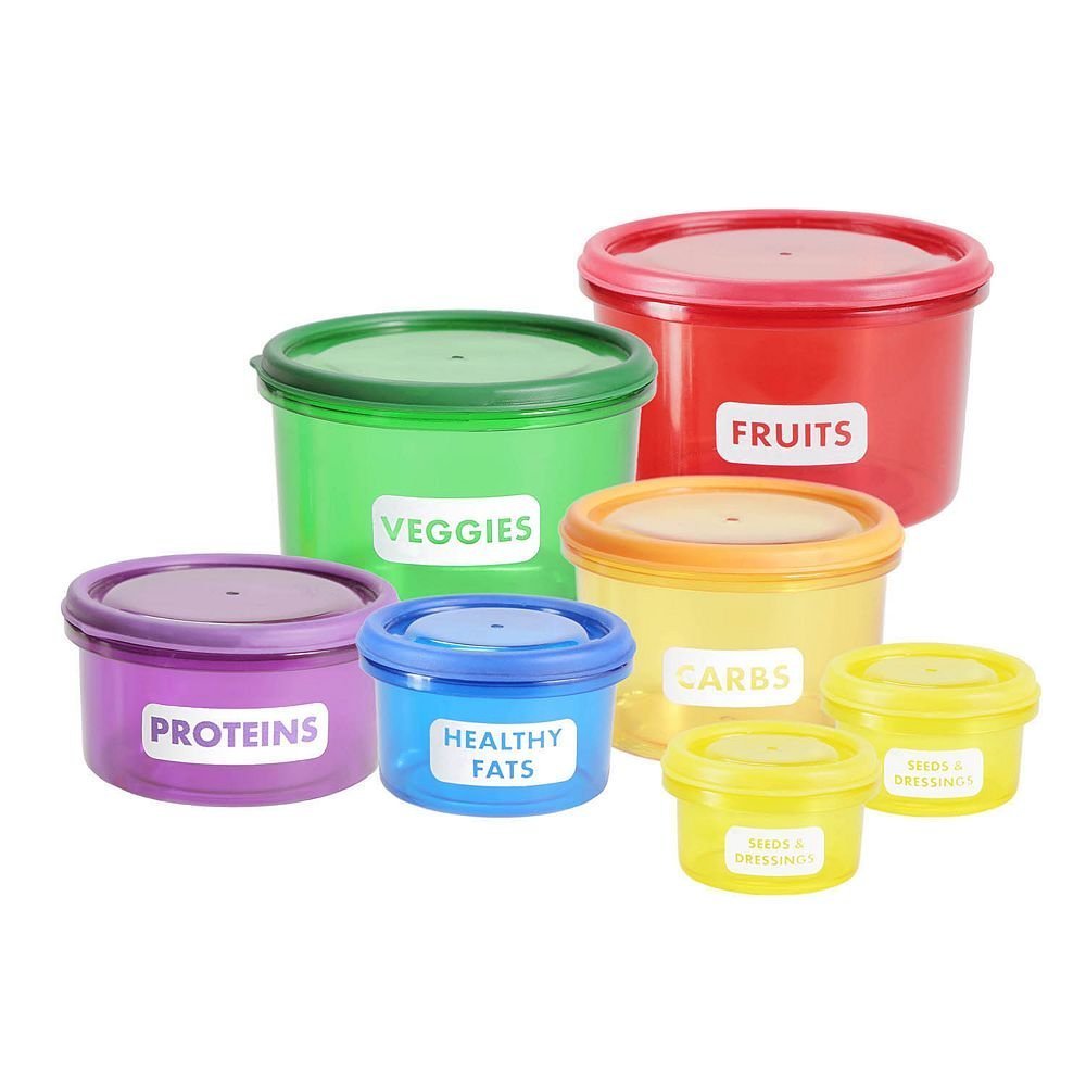 Food Storage Containers Healthy Living Portion Control Containers Kit (7 Piece) - Easy Way to Lose Weight