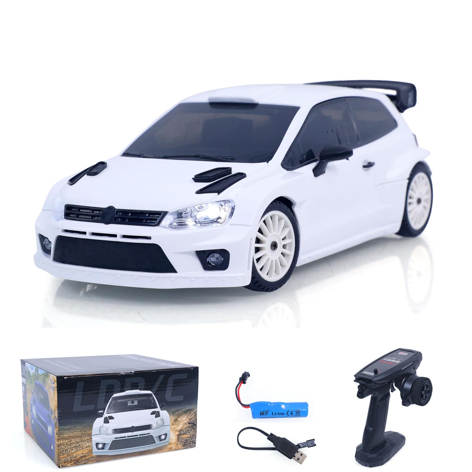 LDRC 1:28 4x4 4WD Plastic RC Off-Road Vehicles Drift Car Model LD2801 RTR Remote Control Car High Speed Race Car Model Hobby Model for Collection Boys Gift(White)
