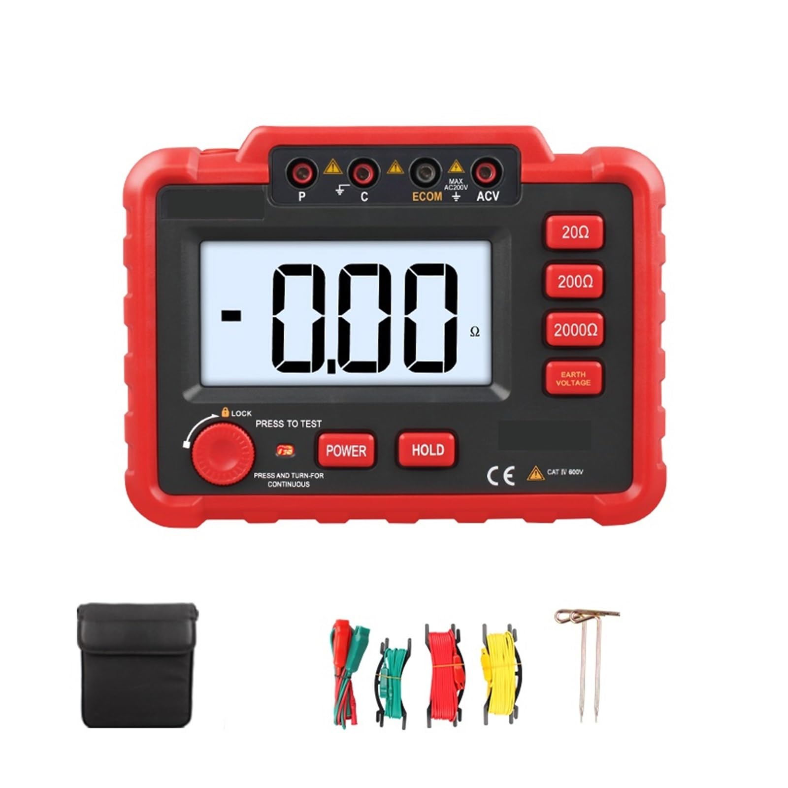 Megaohmmetro, Tester Di Isolamento, Misuratore Digitale Resistenza Terra Ohm Megaohmmetro Tensione Con Retroilluminazione LCD Reale per il test delle apparecchiature elettriche