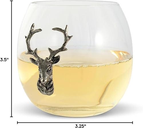 Miniatura 6 de Vagabond House Copa de vino sin tallo de ciervoalce, cristal soplado a mano de alta calidad, estilo cabaña, perfecto para vino tintoblanco, 3.25