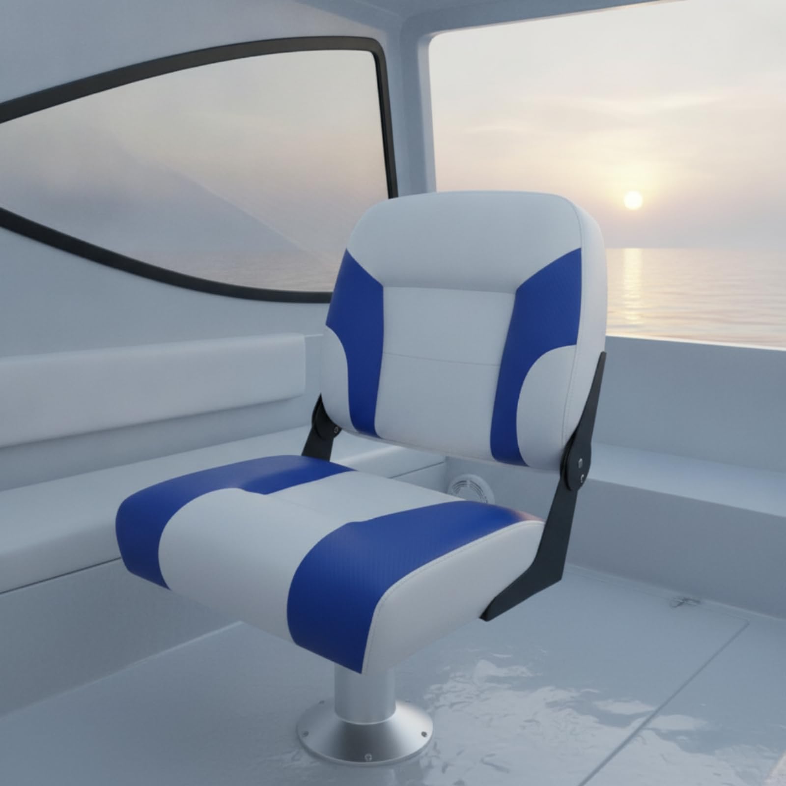 Sedile con Schienale Imbottito Confortevole Sedia da Barca Impermeabile per Pescatori, Yacht, Grigio, Bianco, style to 3