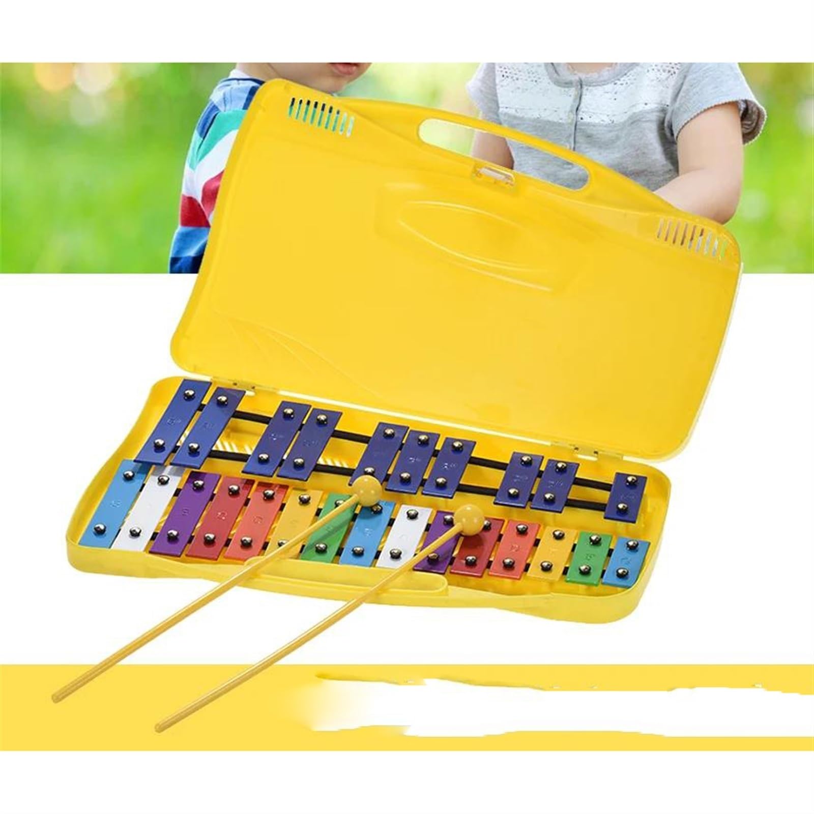 Instrument Ksylofonowy Kolorowe 25 Nut Glockenspiel Ksylofon Perkusyjny Rytm Instrument Muzyczny Futerał Do Przenoszenia Odpowiedni Dla Początkujących I Dorosłych
