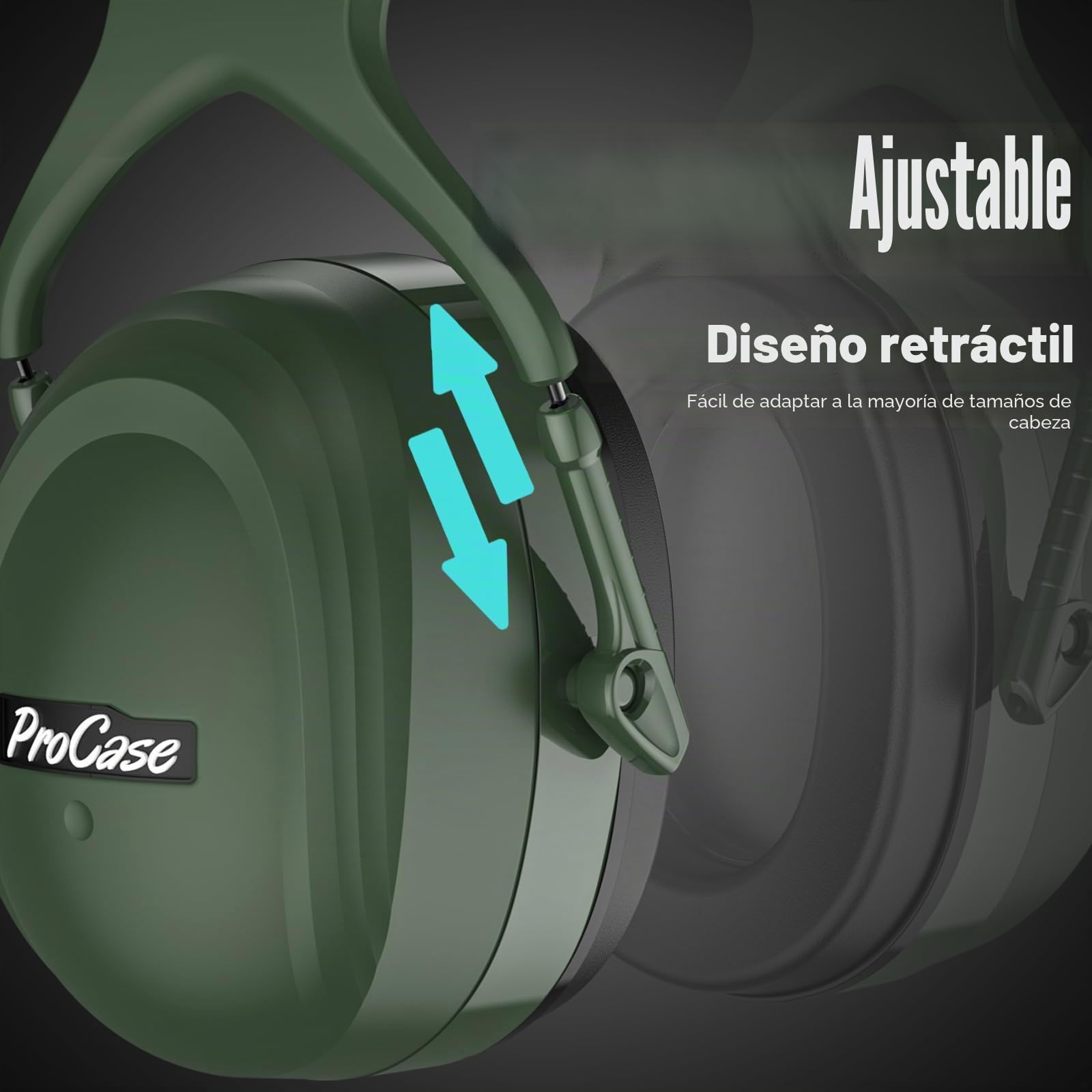 ProCase Auriculares Aislantes Extra Grandes SNR 37dB, Protección Auditiva NRR 30dB para Adultos, Reducción de Ruido, Ajuste Amplio y Cómodos
