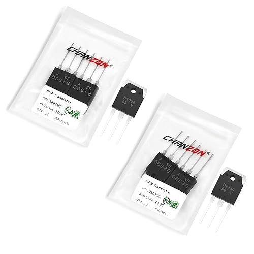 Miniatura 66 de Chanzon 50 piezas BC550C BC560C (25 piezas NPN BC550C + 25 PNP BC560C) TO-92 BJT Power Bipolar Transistor Surtido (paquete de 50 unidades)