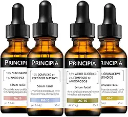 Principia Kit Anti-Idade 4 Séruns Niacinamida + Peptídeos + Glicólico + Retinóide