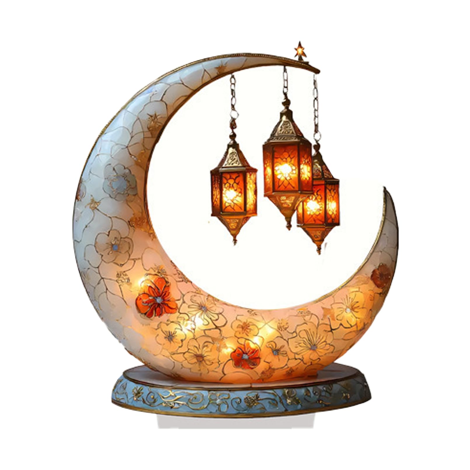 Décoration de table Ramadan et Aïd Mubarak : lanterne et lune en acrylique pour maison musulmane