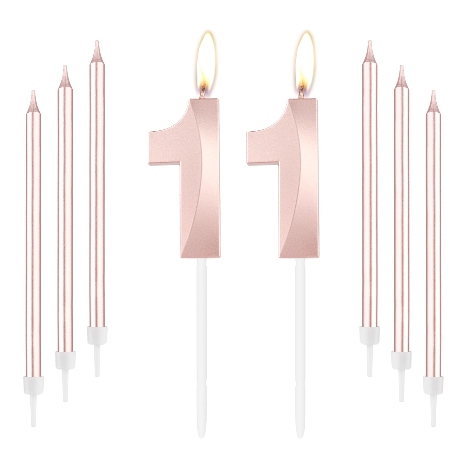 Candele per l'11° Compleanno, Numero 11 Rosa Candele di Buon Compleanno