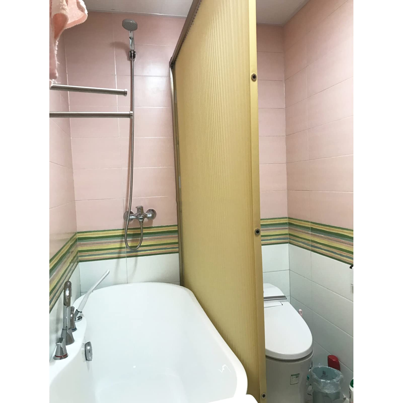 Mampara de ducha enrollable retráctil con marco de metal, 150 x 150 cm, lavable, a prueba de moho y resistentes, cortinas de baño invisibles para baño