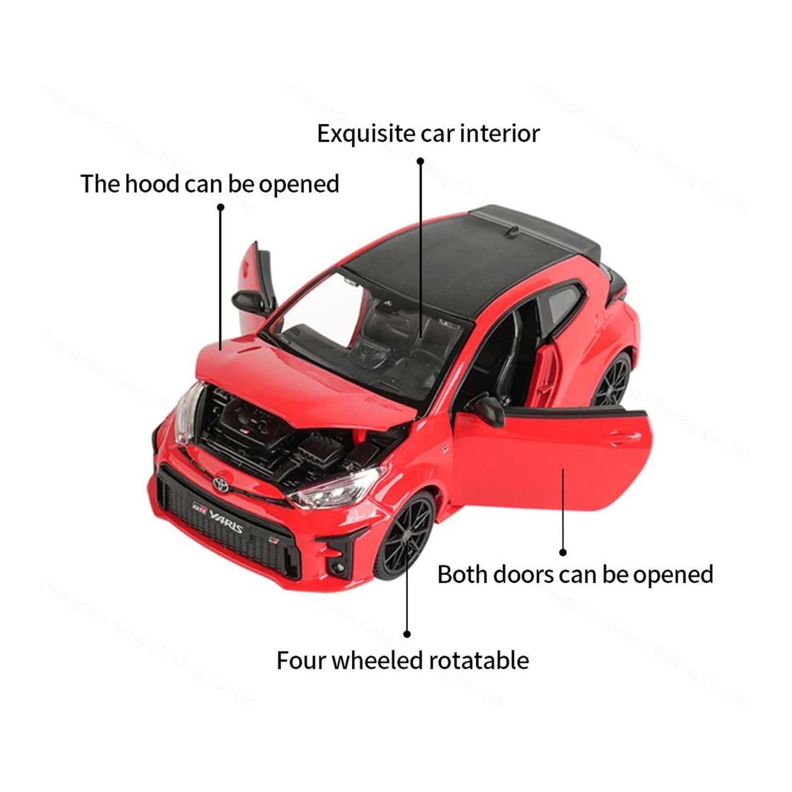 Veicoli a Motore in Scala 1:24 for Toyota Yaris GR in Miniatura, Simulazione Statica in Scala, Modello di Auto in Lega Pressofusa, Ornamenti Modello di Auto Replica(White)
