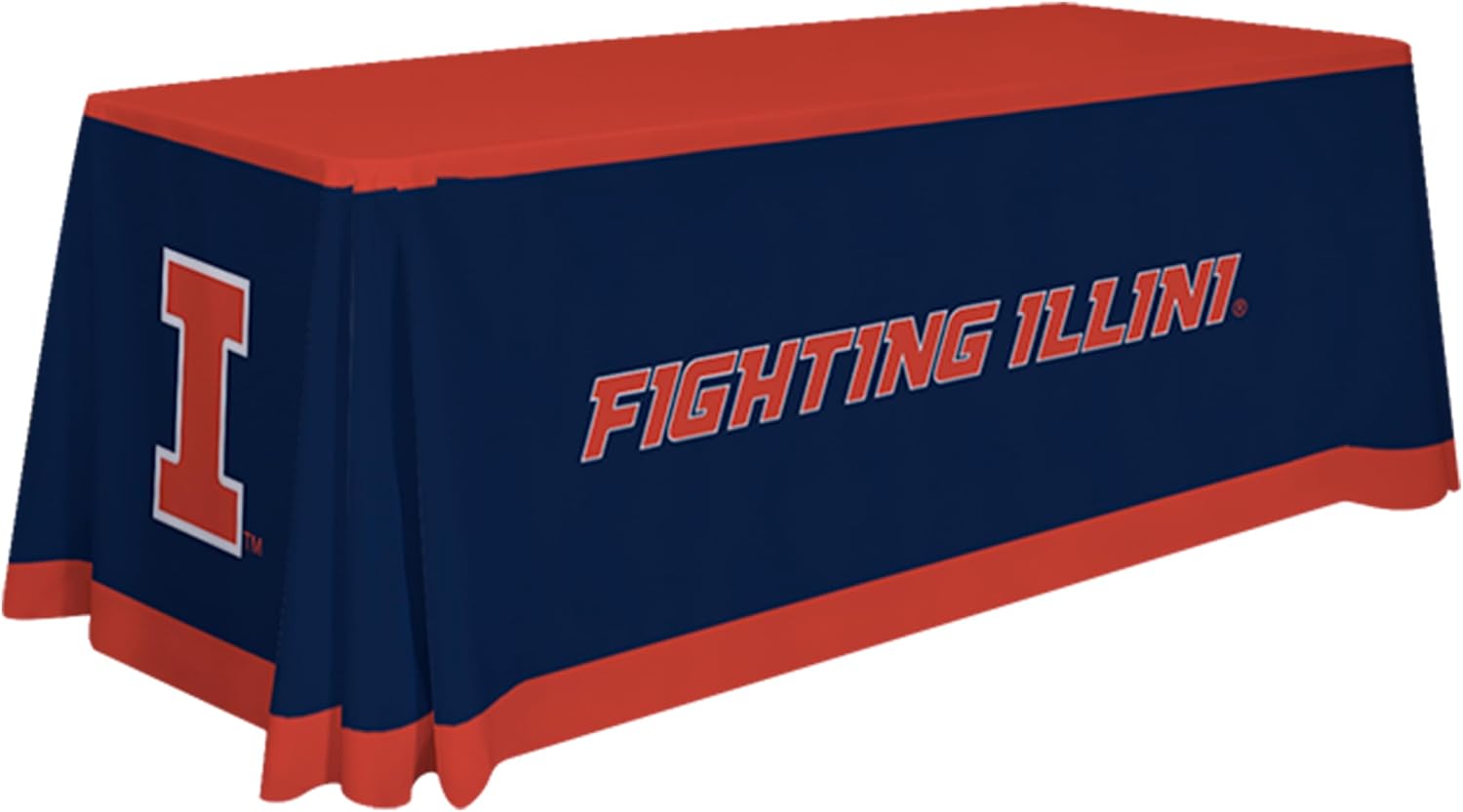 Victory Corps Illinois Fighting Illini College Sports Printed Table Throw - NCAA Licensed - Polyester - School Tablecloth (Navy Blue, Orange) (6' Draped)