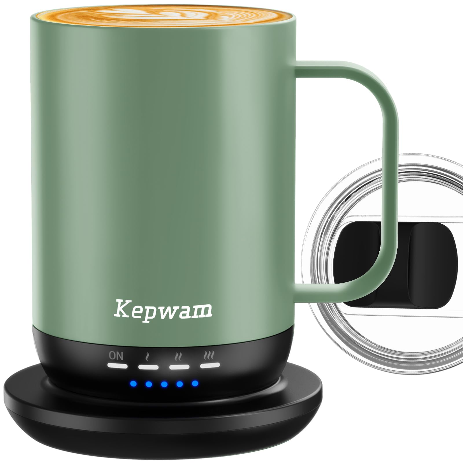Kepwam Self Heating Coffee Mug 1-16oz Fast Heating & Ultra Long-Lasting Battery Life, Heated Coffee Mug Up to 149? - Touch & App Controlled Coffee Mug, Birthday Gifts for Women and Men
