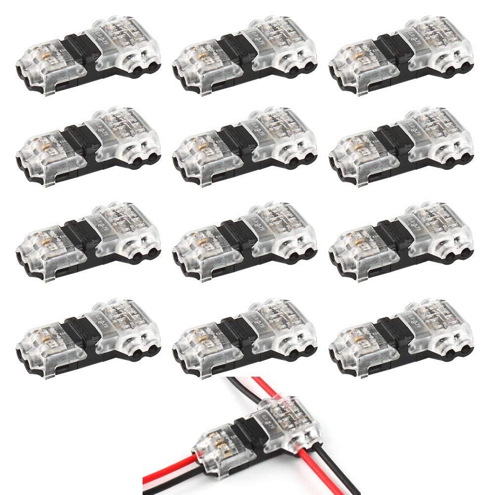 Davitu [Davitu]Wholesale T shape 2PIN Wire Terminal Block Connector Scotch Lock for 18-22AWG Electrical Wire,led strip Connector - (Color: Transparent case, Pins: 400pieces per pack)