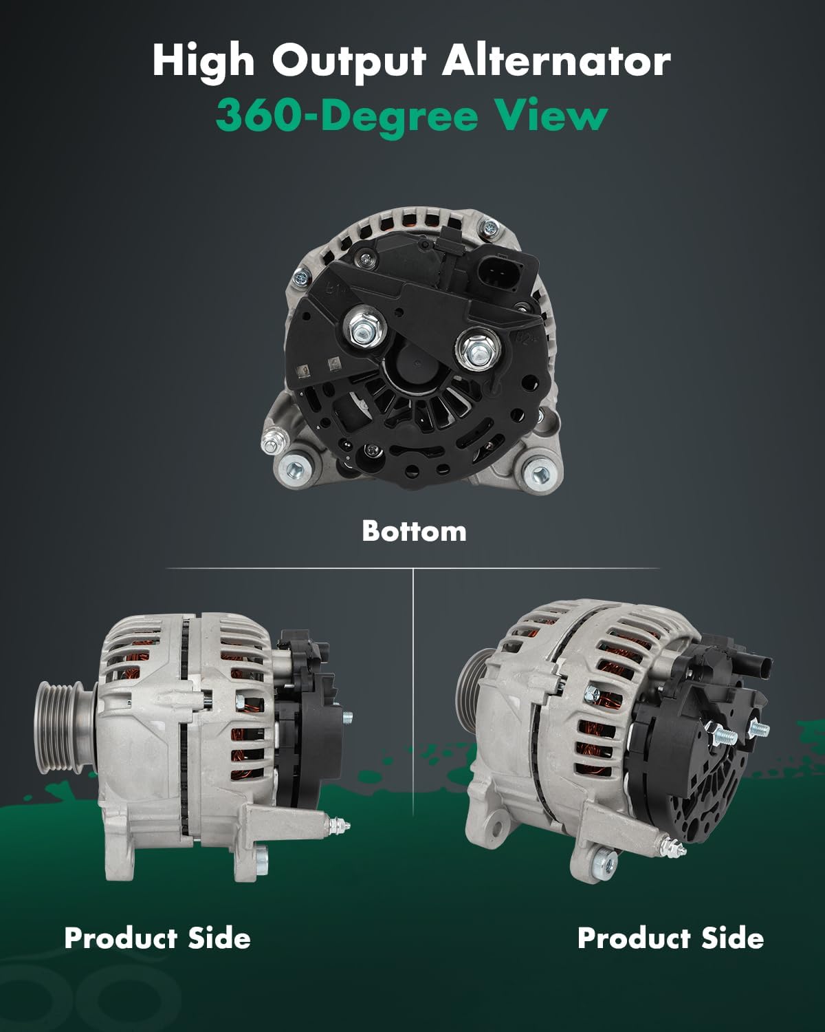 SCITOO Alternator Fit for Volkswagen for Beetle 2.5L 2006-2014 for VW, for Jetta 2.5L 2011-2013, for Passat 2.5L 2012-2014- 12V 140Amp CCW SC5 Pulley Class, Replace OE# 11460
