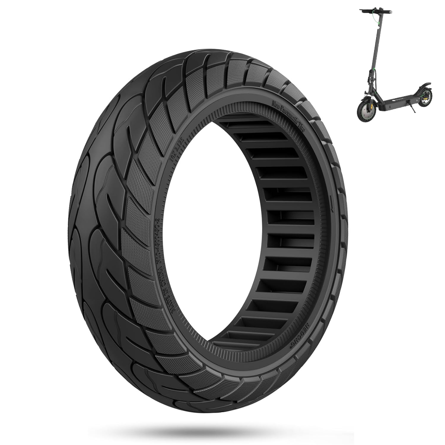 ECOVELO Pneumatico Solido 10x2.125 Antiforatura Ruote 10" per Monopattino Elettrico