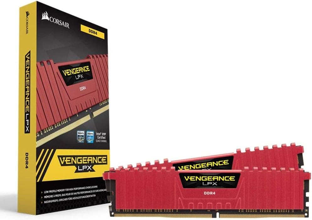 Corsair CMK8GX4M2A2400C16R Vengeance LPX 8 GB (2 x 4 GB) DDR4 2400 MHz C16 XMP 2.0 High Performance Desktop Memory, Red Red 2 x 4 GB 2400 MHz One size