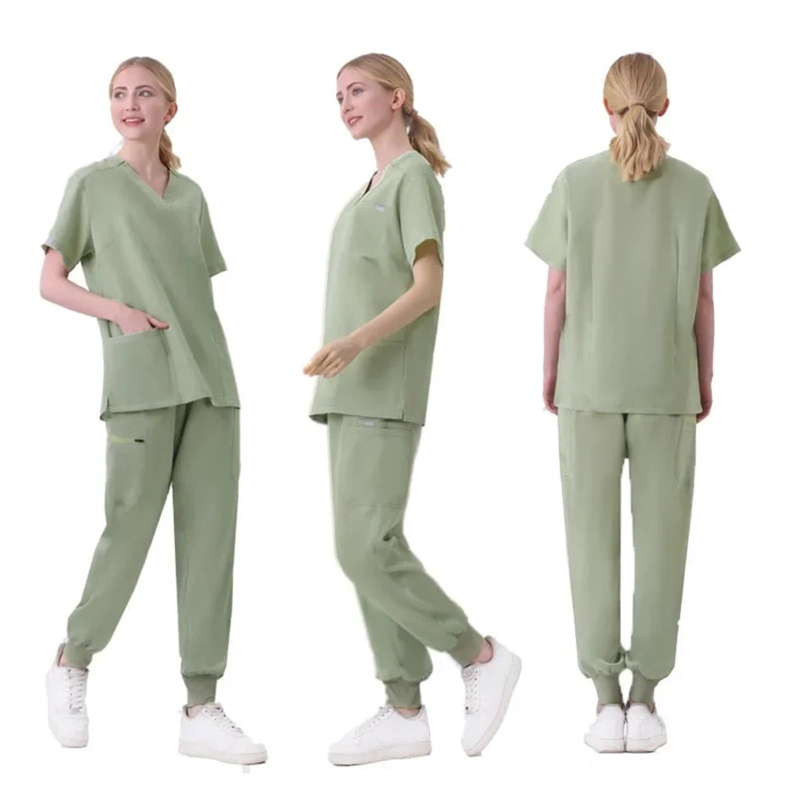 Divisa Infermiere Donna Scrub Uniforme for Sala operatoria Set di Scrub da Lavoro ospedaliero Forniture for Infermiere Tuta for chirurgia Dentale Abbigliamento da Lavoro(Dark Green,XL)