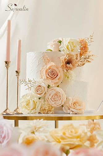 Miniatura 2 de Serwalin Flores artificiales bohemias, flores de champán, flores falsas de boda, flores de torta para ramos de boda, centros de mesa de despedida de