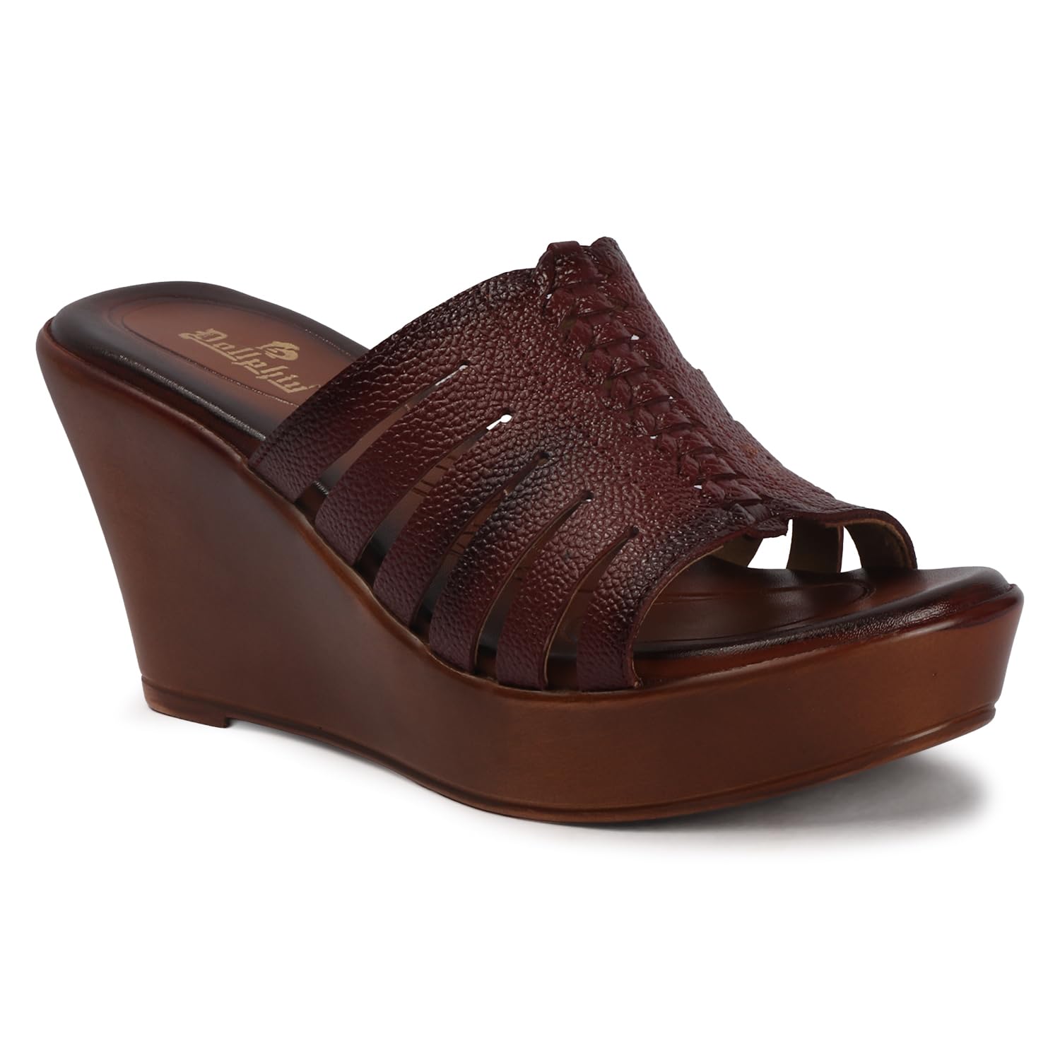 Leather Upper Women’s Wedge Heel Slip-On Sandals RPP-03-image-1