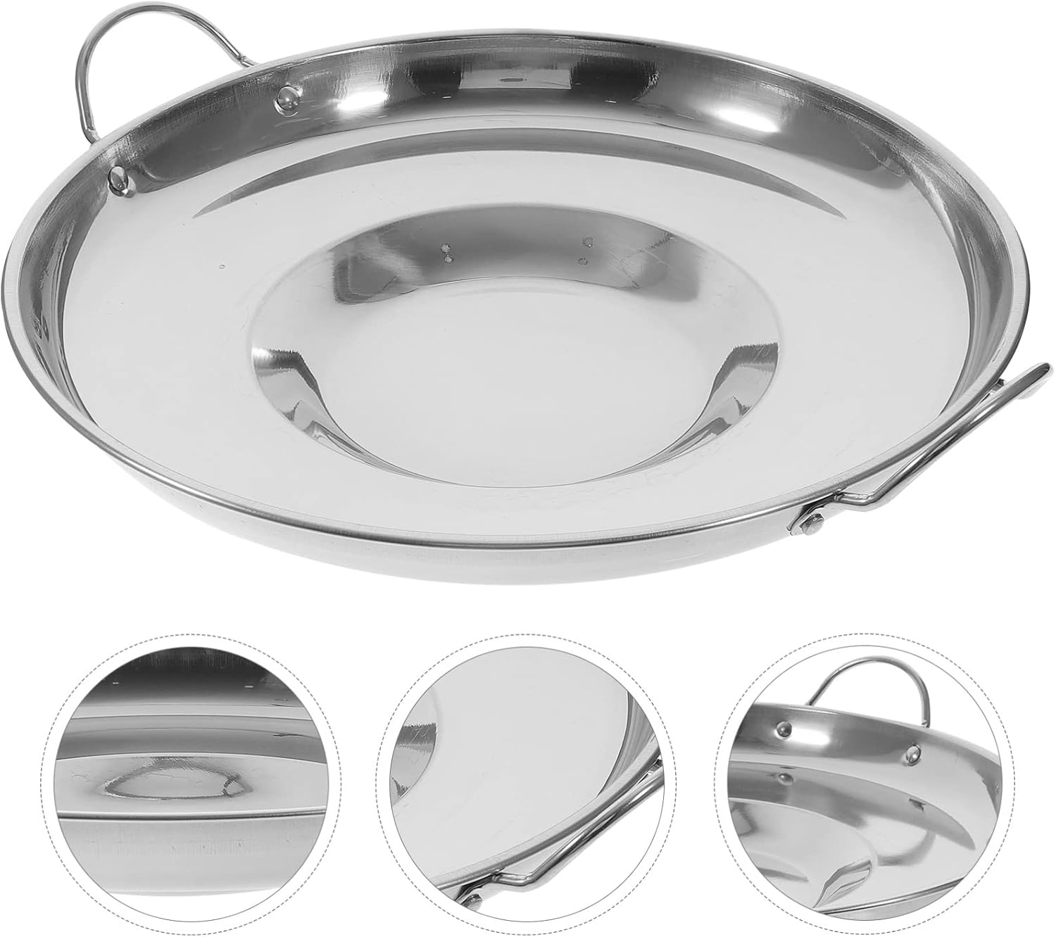 UPKOCH Mexican Style Wok Stainless Steel Comal Para Tacos Concave Frying Nonstick Cooking for Tortillas, Silver