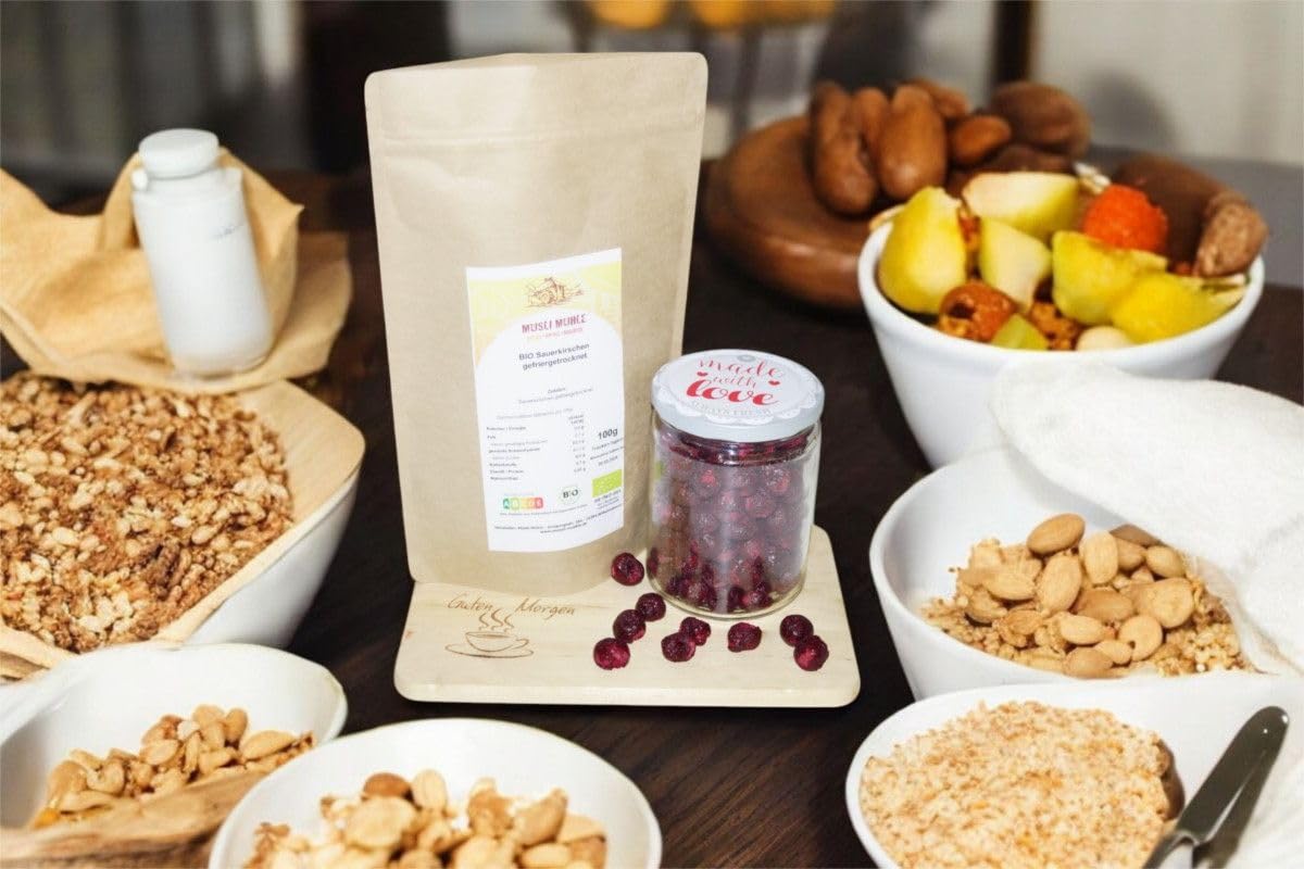Müsli Mühle Bio Sauerkirschen gefriergetrocknet – 100% Frucht – 1000g | Für Müsli, Smoothies, Backen & als Snack – Kirschen enthalten viele Vitamine & Mineralien – getrocknete Früchte