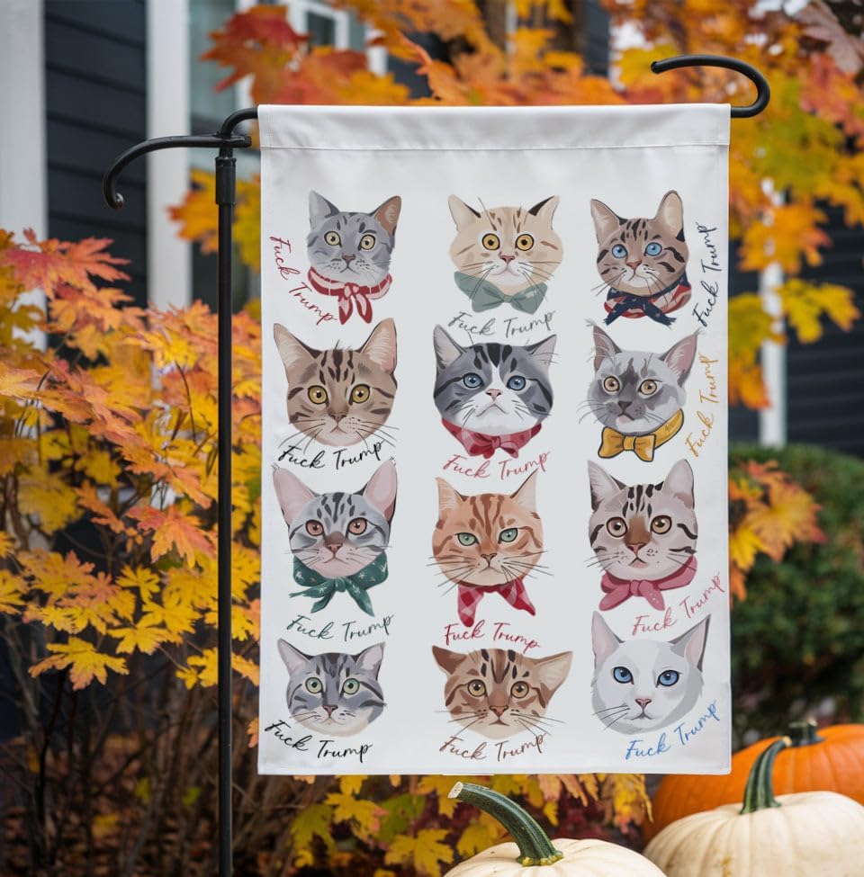 Subtle F*Ck Donald Tru Kitten Garden Flag - Subtle Anti Donald Tru Yard Flag - Housewarming Or Holiday Gift - Liberal Democracy - Idea Outdoor Decoration And Garden Terraces - Yard Banner - Image 2