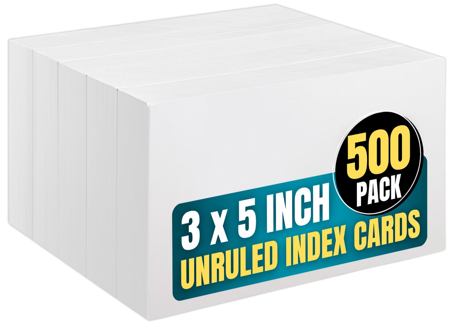 1InTheOffice Unruled Index Cards 3x5, Blank White Note Cards 500/Pack