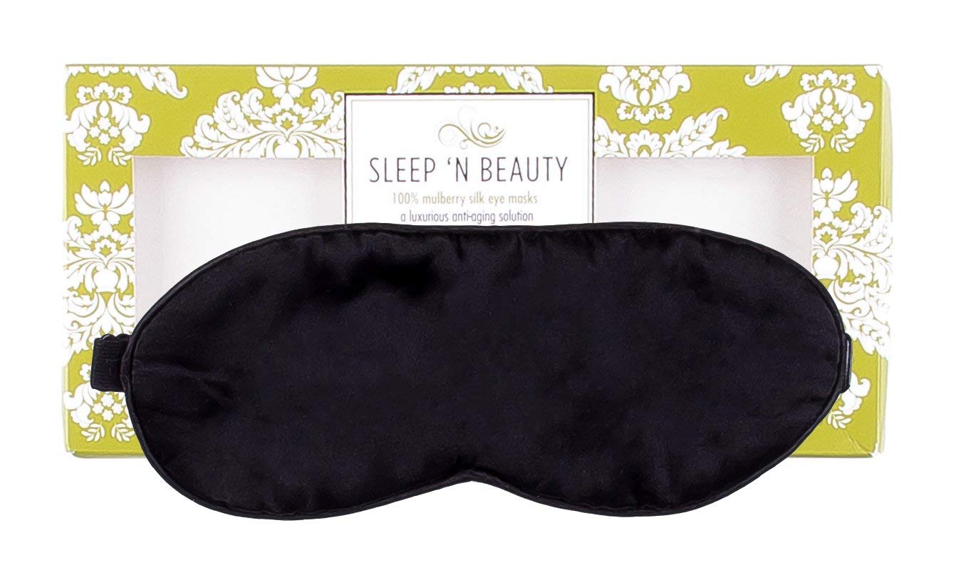 Climsom Schlafmaske für die Augen, 100% Naturseide, Sleep'n Beauty, schwarz, elastisch, verstellbar, Öko-Tex, für Weichheit auf den Augen
