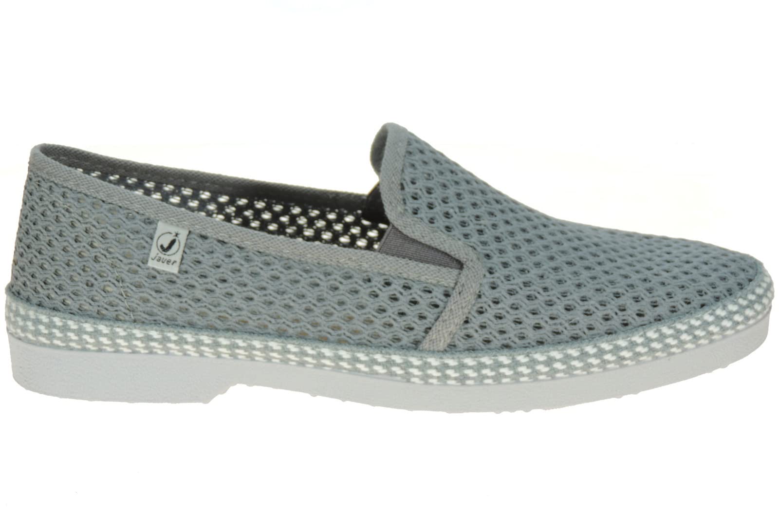 Calzados Romero. JAVER. Zapatilla Cerrada en Rejilla Algodón para Hombre. Plantilla Esparto. Piso de Goma. Gris Talla 45