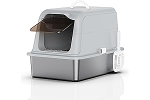 Spacious Stainless Steel Cat Litter Enclosure with Protective Lid