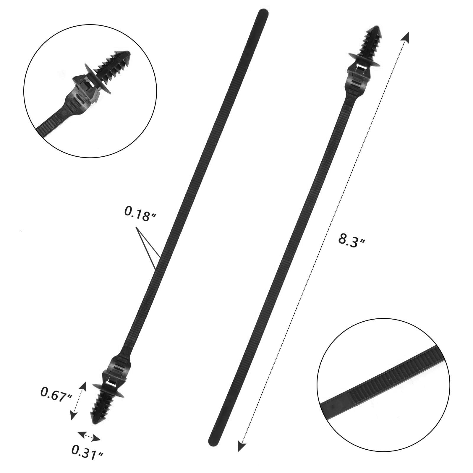 Lot de 80 attaches de câble en nylon avec fermeture éclair 21,1 x 0,5 cm - Résistant aux UV - Pour attacher des câbles intérieurs (noir)