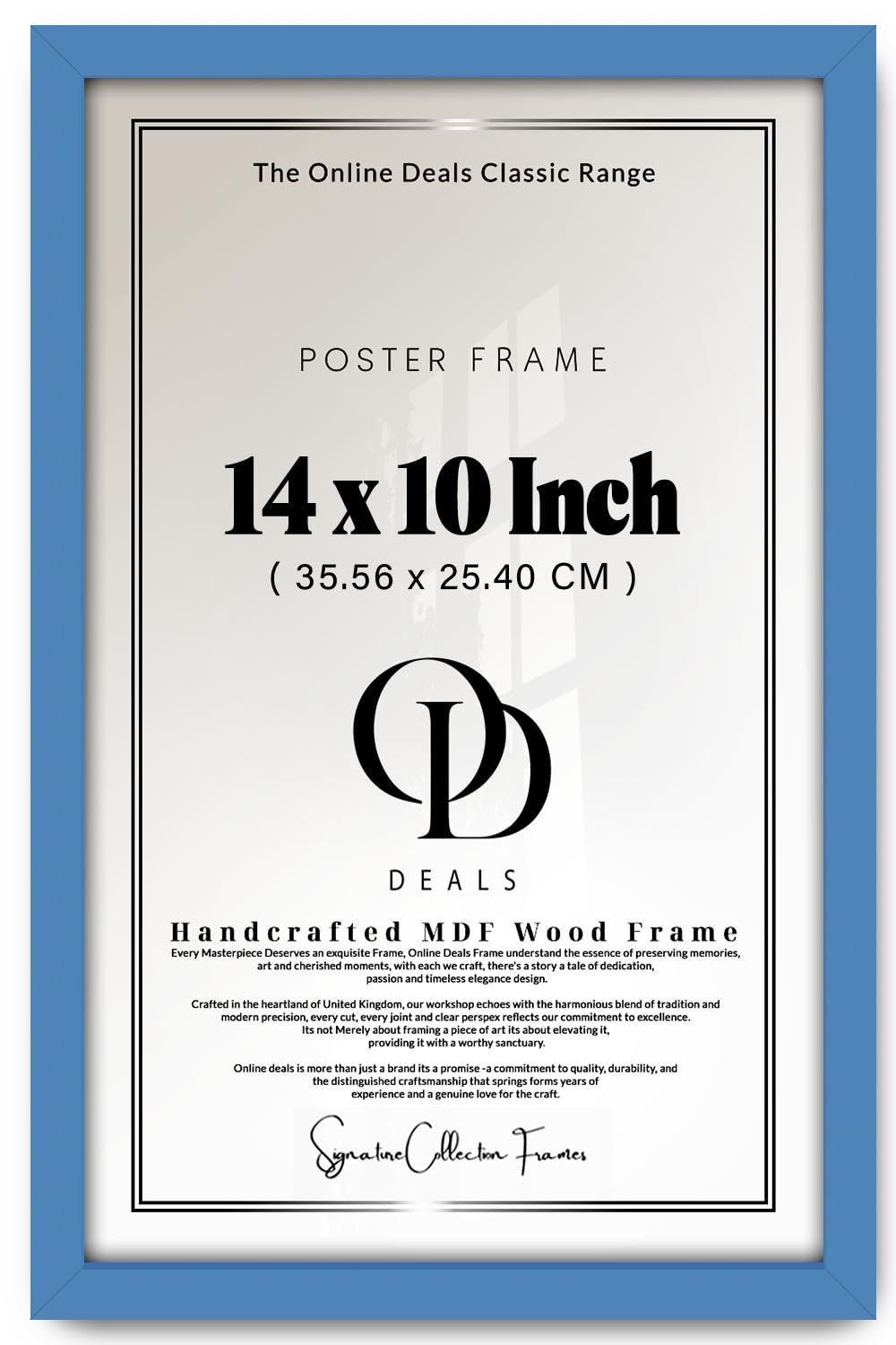 OD Deals | Engineered Wood 14 X 10 Inch Wall Gallery Frame For Living Room Wall Decor — Blue Edge Mount For Photographs, Prints And Home Art Display With Easy Hanging Hardware (35.56 X 25.40 CM)