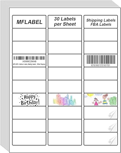 Miniatura 43 de MFLABEL 2x4 Shipping Labels - 25 Sheets (250 Labels) for Laser & Inkjet Printers, 10-UP FBA Address Stickers, Matte White Self-Adhesive Mailing
