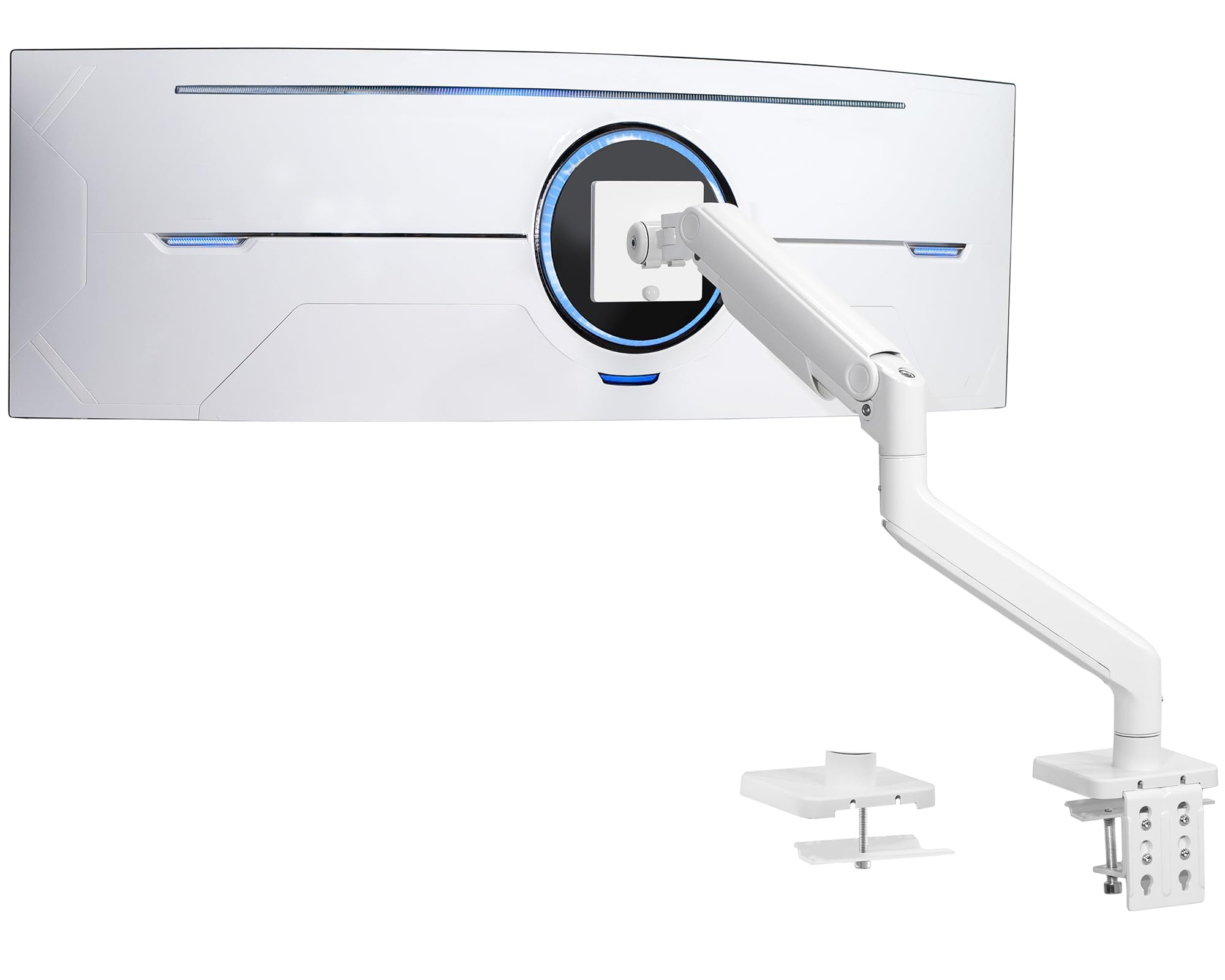 VIVO Heavy Duty Aluminum Ultrawide Monitor Tension Arm for 49 inch Screens up to 44 lbs, Premium Desk Mount Monitor Stand Designed for Samsung Odyssey G9 and More, White, STAND-V101EW