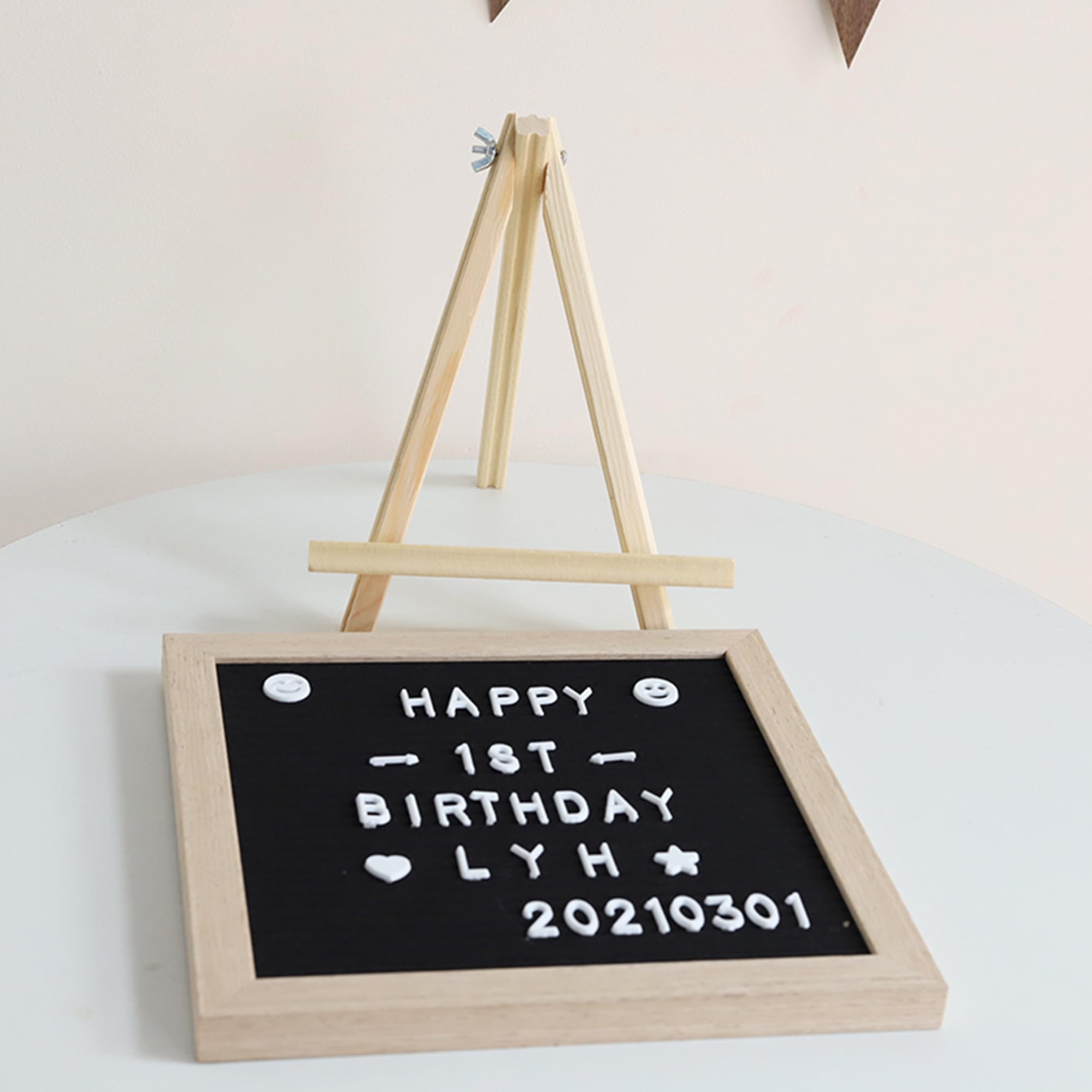 Tablero de Letras de Fieltro Vintage 25x25 cm con 510 Letras, Marco de Madera, Negro
