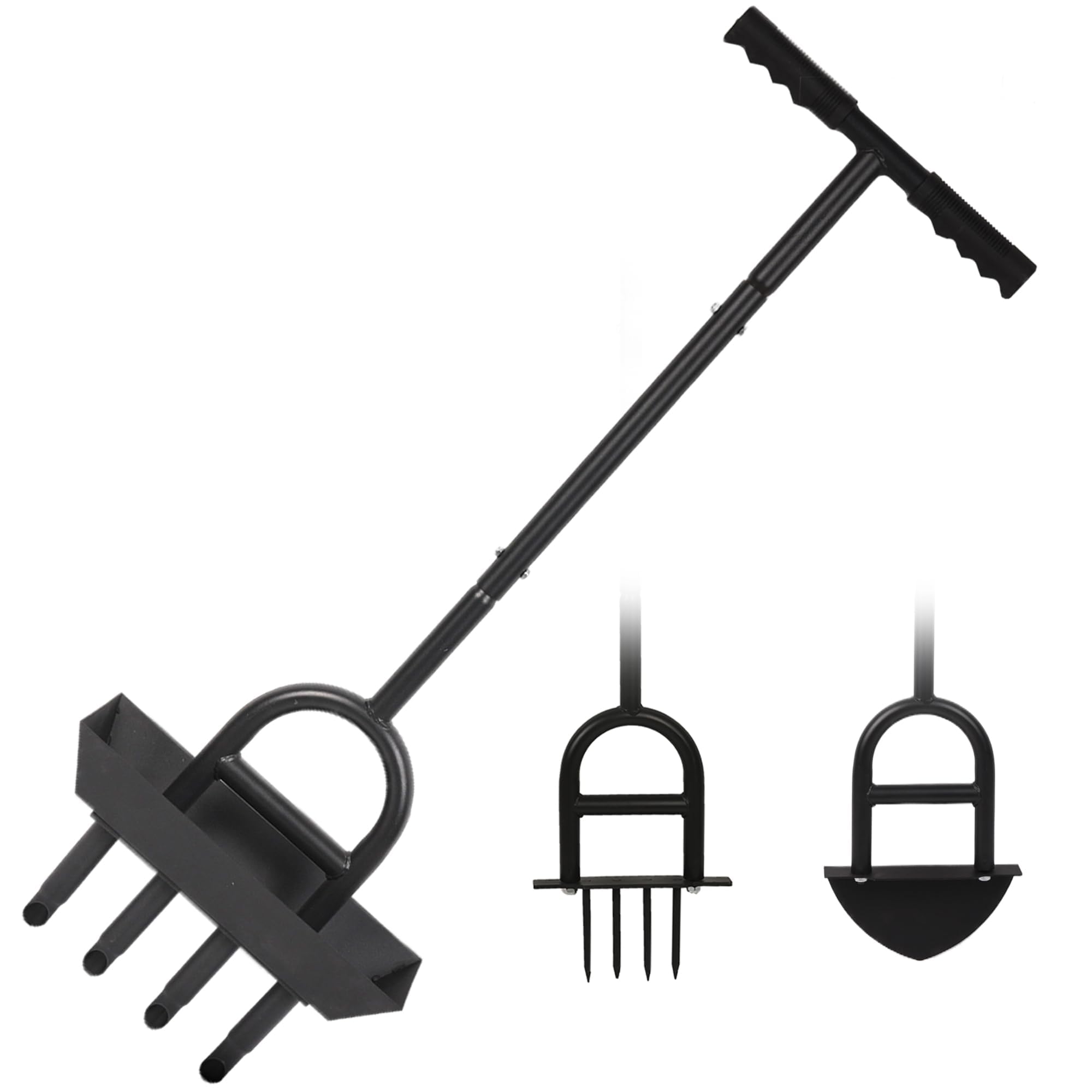 Lawn Aerator Garden Tool with Soil Core Tray, 3 in 1 Manual Grass Plug Air Aerator with Spike Tool and Half Moon Edging Tool, Coring Aeration for Lawn Yard Care